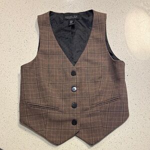 Rachel Zoe Checkered Brown Vest